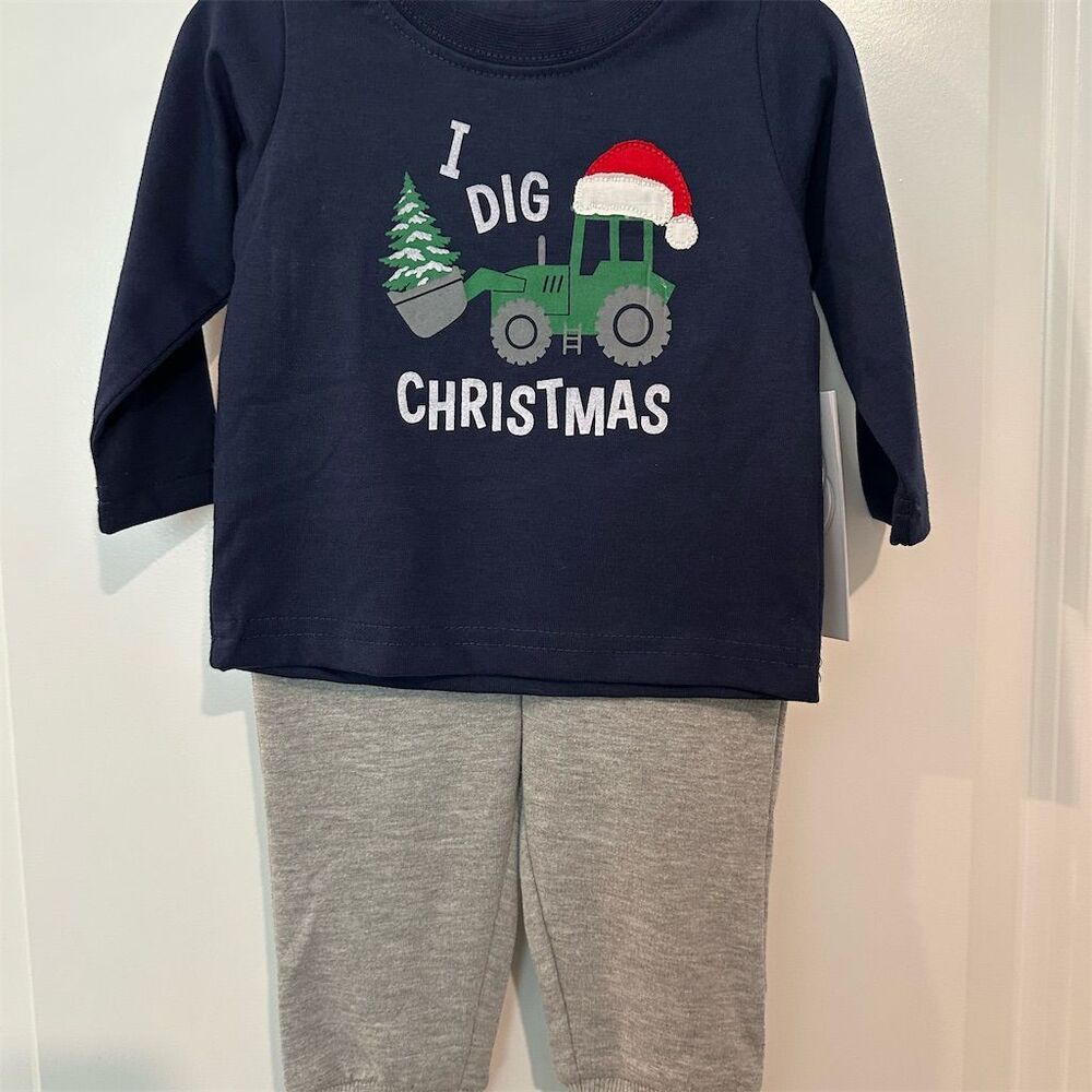 Toddler Christmas Outfit "I Dig Christmas" Sweatshirt & Pants Set